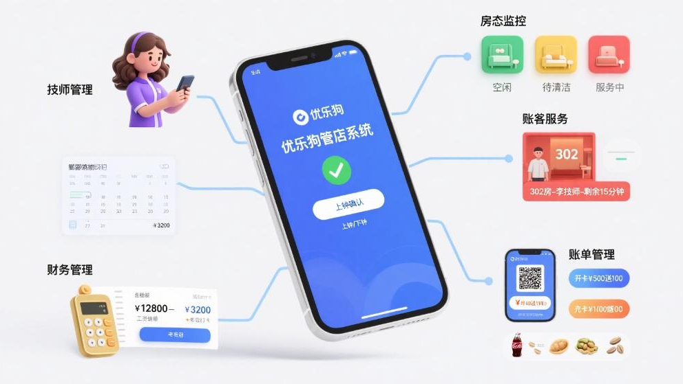 手机就能管店？优乐狗移动端功能实测：技师上钟、客人消费全掌握